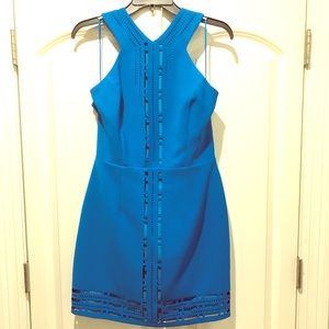 Beautiful Blue Dress with flattering neckline!